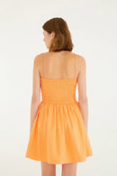 VESTIDO CURTO LASTEX ALCINHAS LARANJA