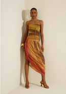 VESTIDO AJUSTADO DECOTE RETO SEM MANGA LONGO - LARANJA / M