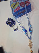 COLAR AZUL COM PEIXE DOURADO