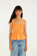 BLUSA LASTEX PEPLUM LARANJA