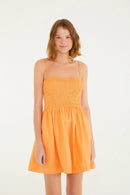 VESTIDO CURTO LASTEX ALCINHAS LARANJA