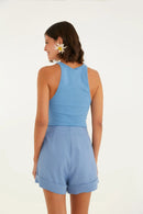 SHORT ALFAIATARIA BOLSO AZUL