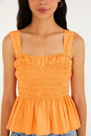 BLUSA LASTEX PEPLUM LARANJA