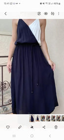 AV VESTIDO MIDI TRANSPASSE BICOLOR