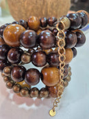 PULSEIRA BOLAS MARROM MADEIRA